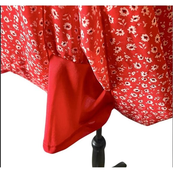 Red Ruffle Floral Mini Dress - Picture 4 of 8